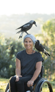 Sam Bloom with magpies