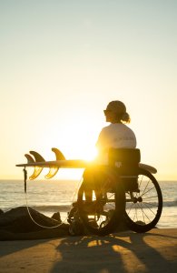 Sam Bloom Sunset Wheelchair Beach Surfing
